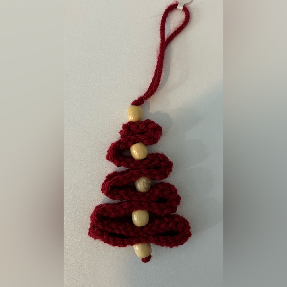 Small Burgundy Crochet Christmas Ornament or Gift Tag